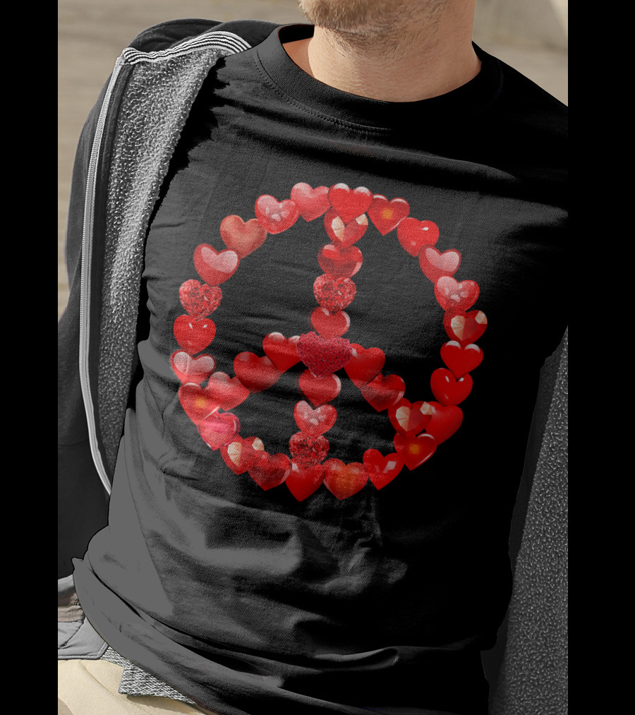 Valentines Day Red Hearts Peace T-Shirt