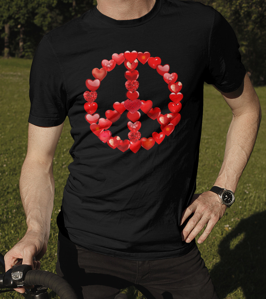 Valentines Day Red Hearts Peace T-Shirt