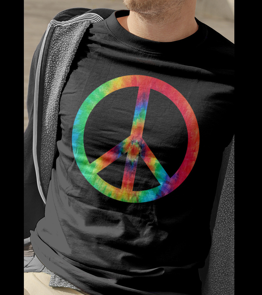 70s Hippie Tie Dye Peace Symbol Men T-Shirt