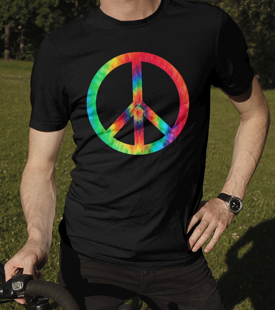 70s Hippie Tie Dye Peace Symbol Men T-Shirt
