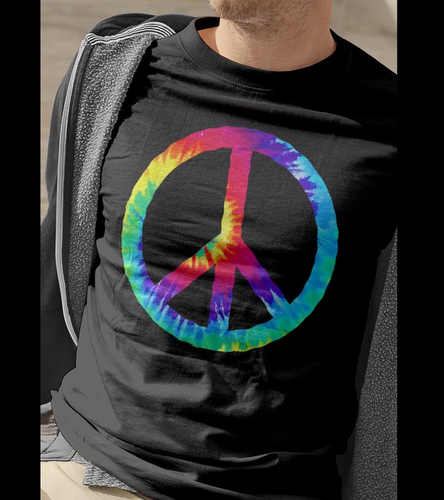 Hippie Rainbow Tie Dye Peace Sign T-Shirt