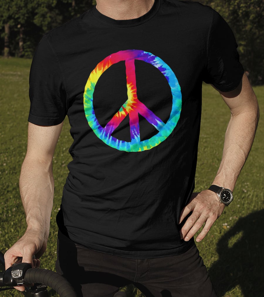 Hippie Rainbow Tie Dye Peace Sign T-Shirt