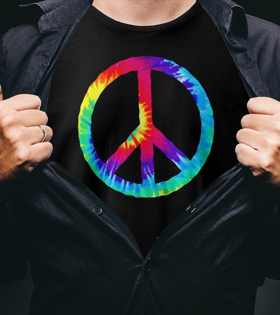 Hippie Rainbow Tie Dye Peace Sign T-Shirt
