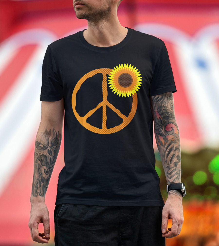 Sunflower Peace Sign Hippie Groov Flower T-Shirt