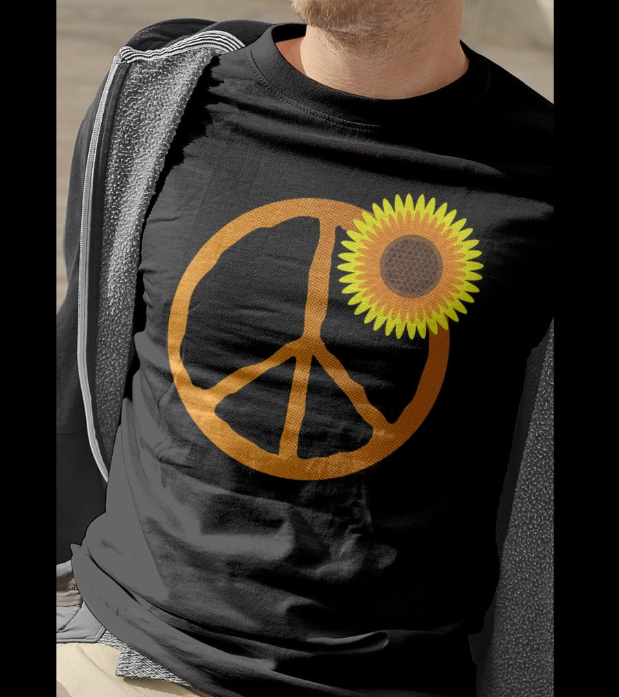 Sunflower Peace Sign Hippie Groov Flower T-Shirt