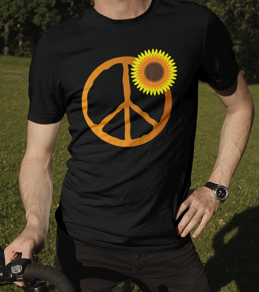 Sunflower Peace Sign Hippie Groov Flower T-Shirt