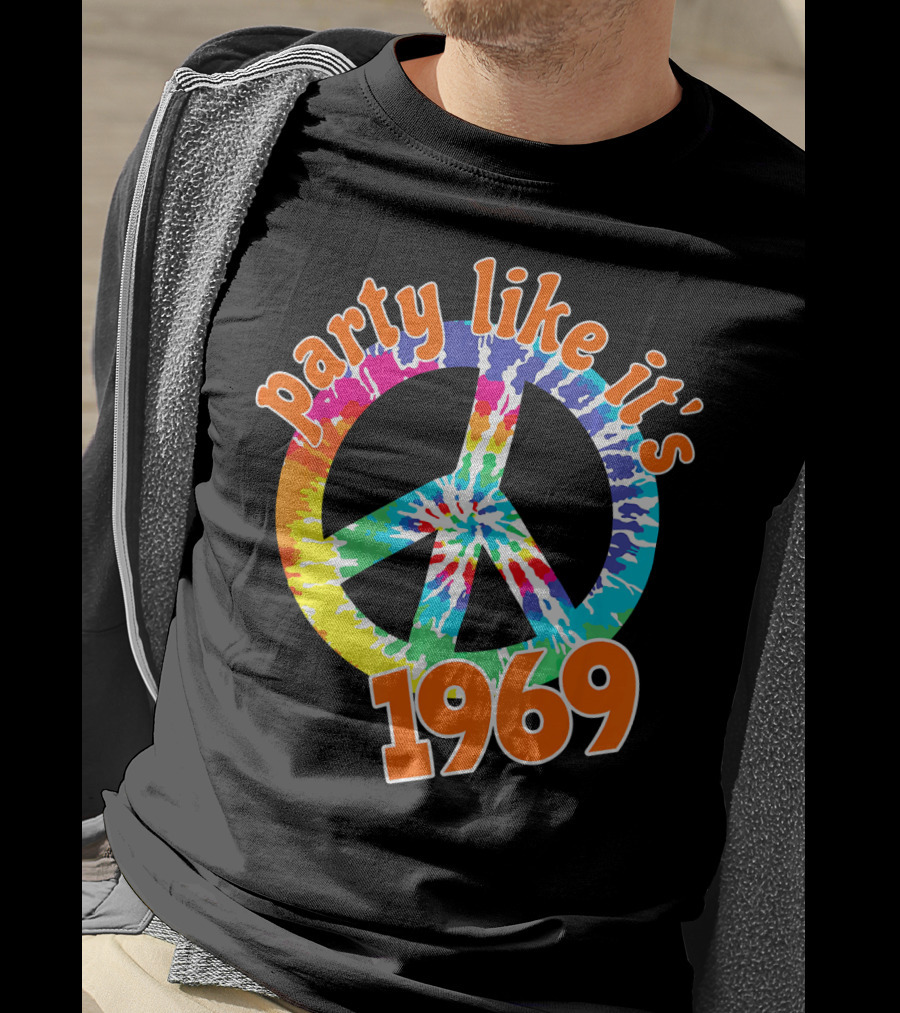 Party Like It's 1969 Tie-Dye Peace Symbol Vintage T-Shirt
