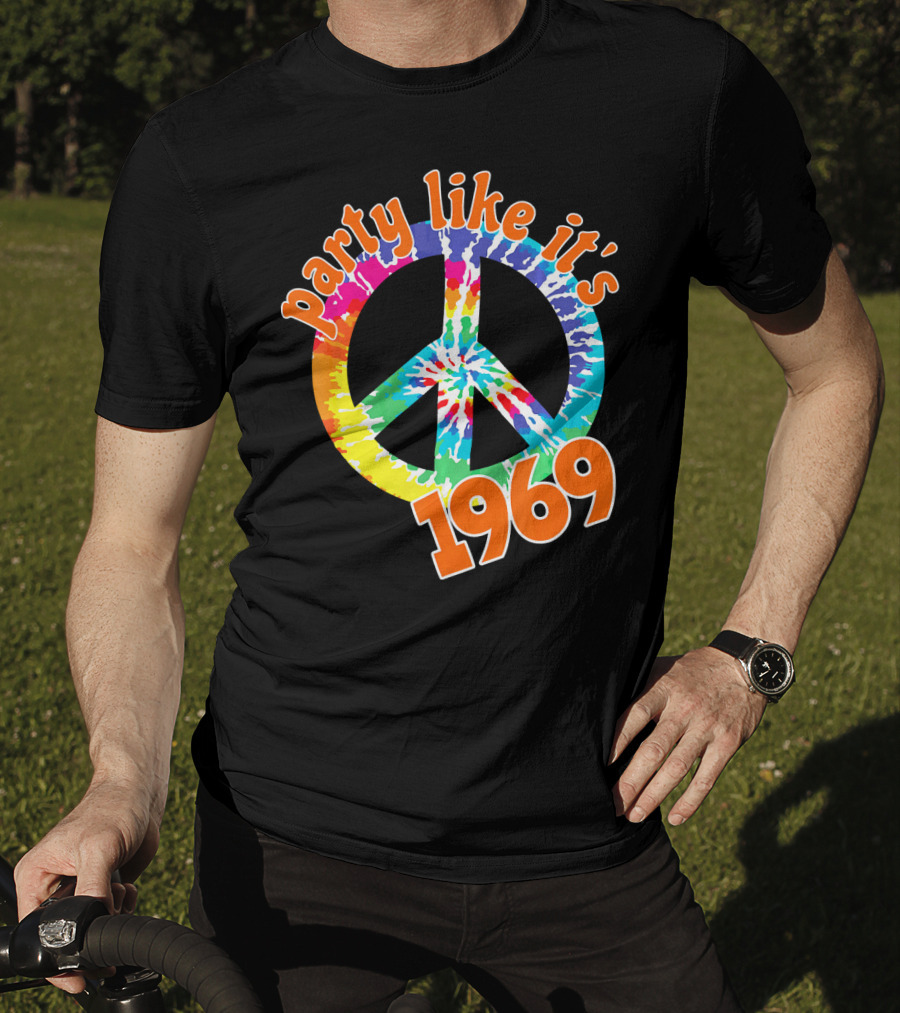 Party Like It's 1969 Tie-Dye Peace Symbol Vintage T-Shirt