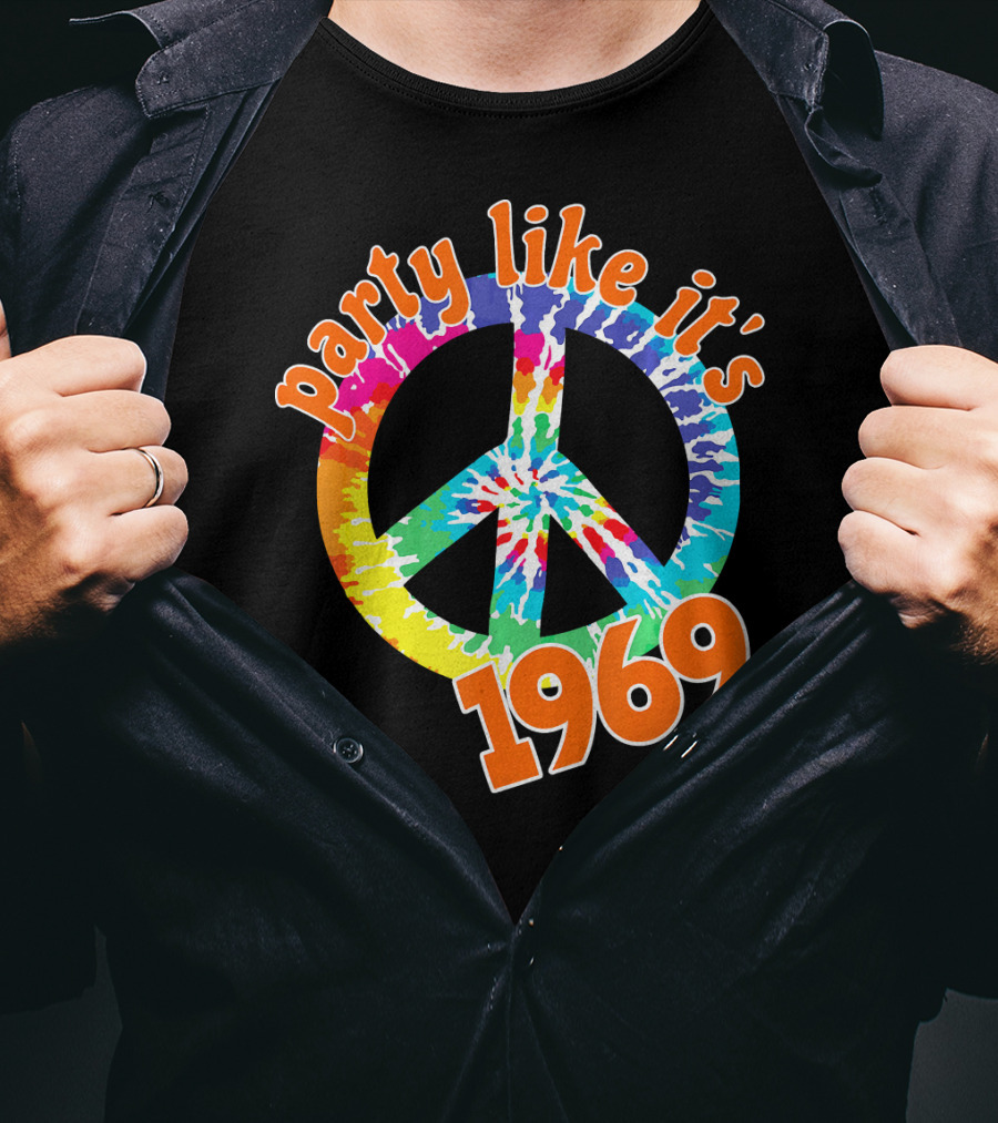Party Like It's 1969 Tie-Dye Peace Symbol Vintage T-Shirt