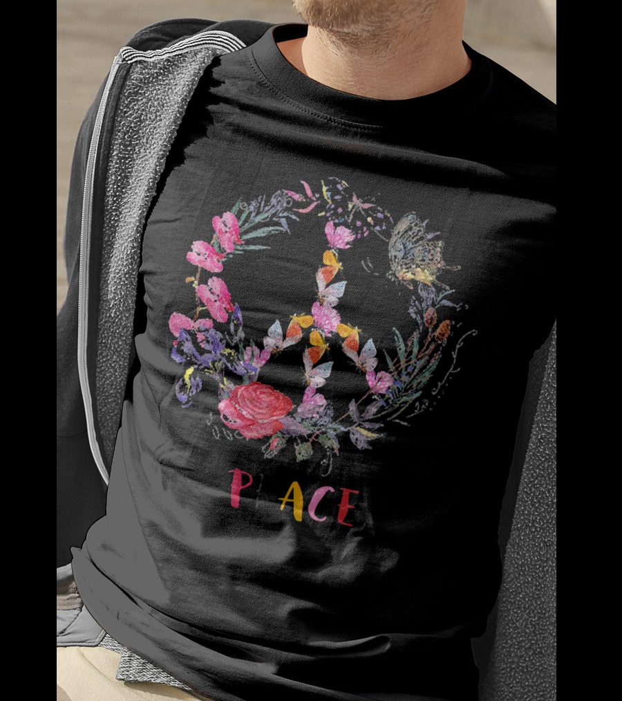 Peace Floral Butterfly Circle T-Shirt