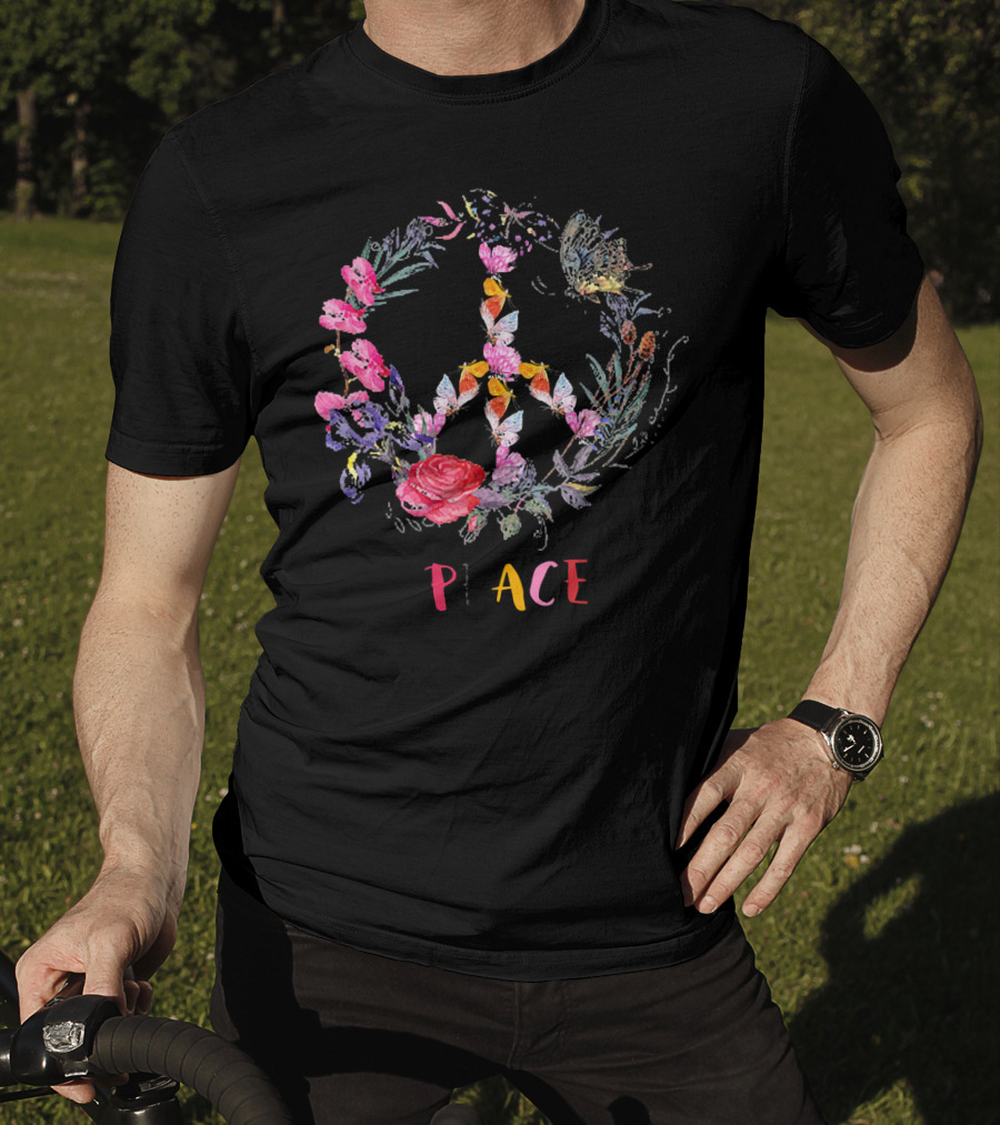 Peace Floral Butterfly Circle T-Shirt