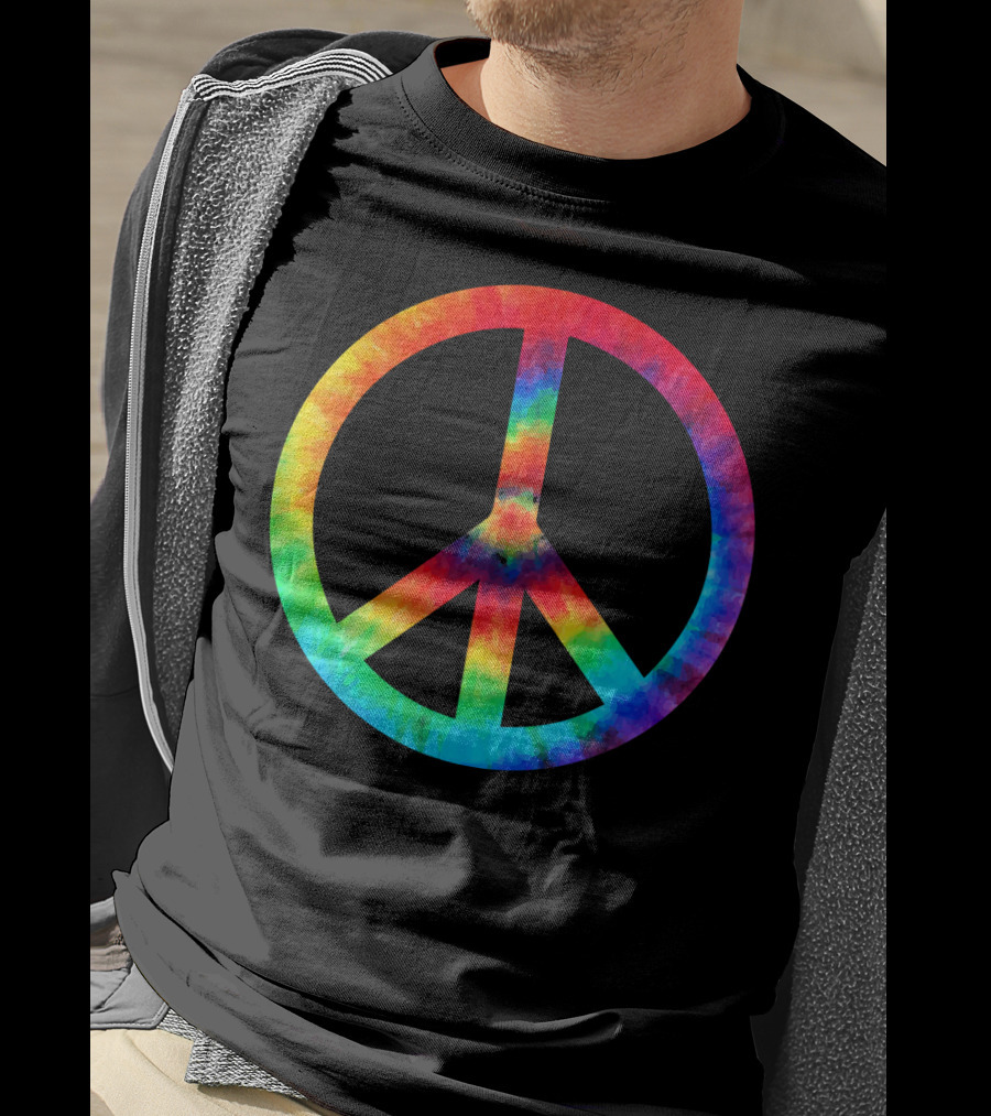 PEACE SIGN Tie Dye Rainbow Hippies T-Shirt