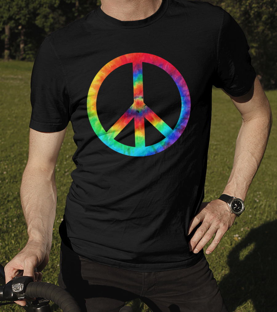 PEACE SIGN Tie Dye Rainbow Hippies T-Shirt