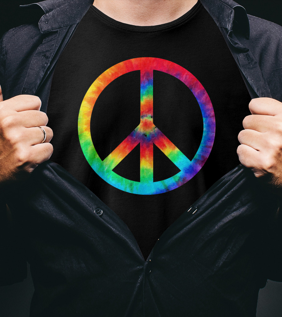 PEACE SIGN Tie Dye Rainbow Hippies T-Shirt