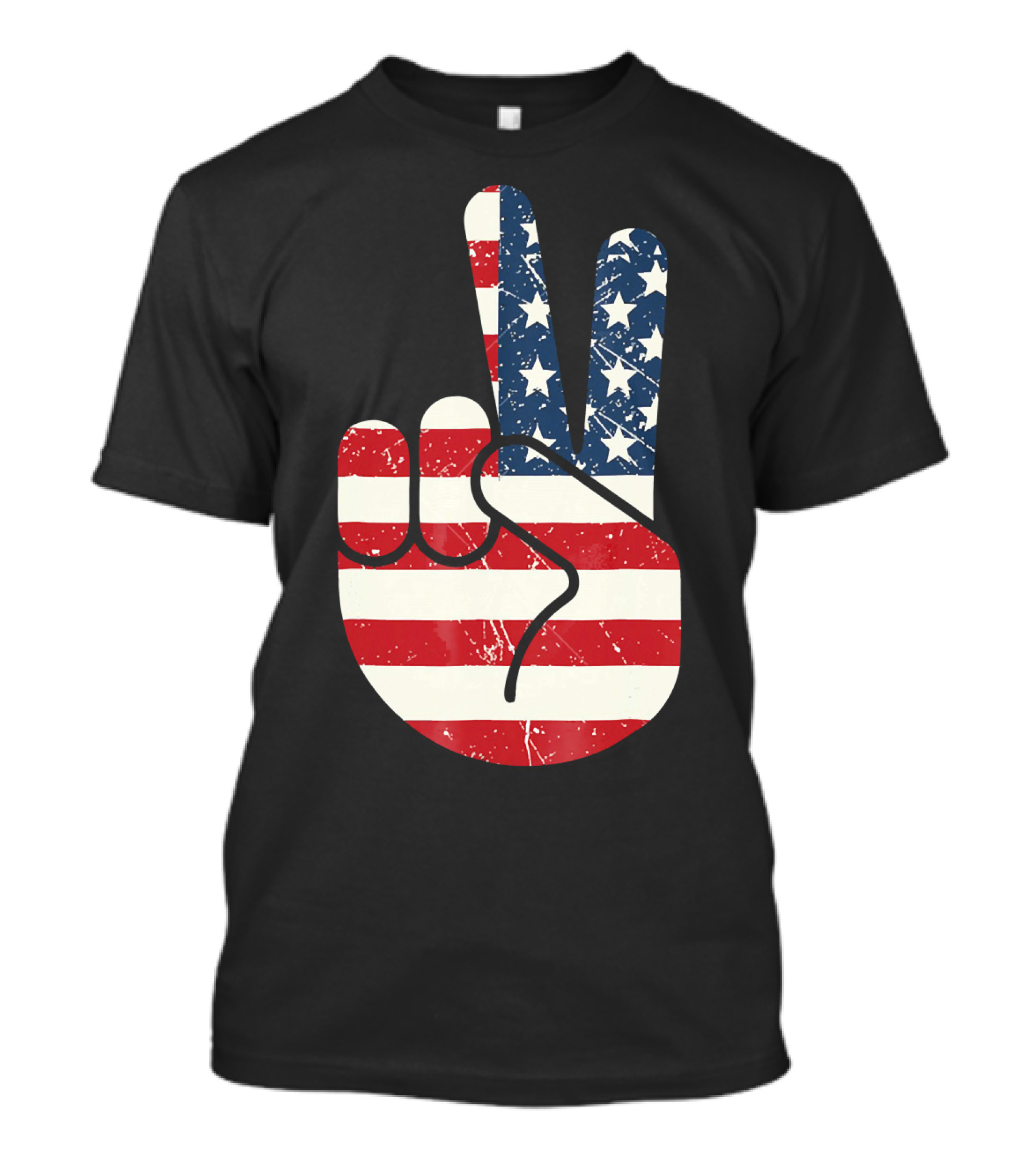 Patriotic Peace Sign American Flag Stars And Stripes USA T-Shirt