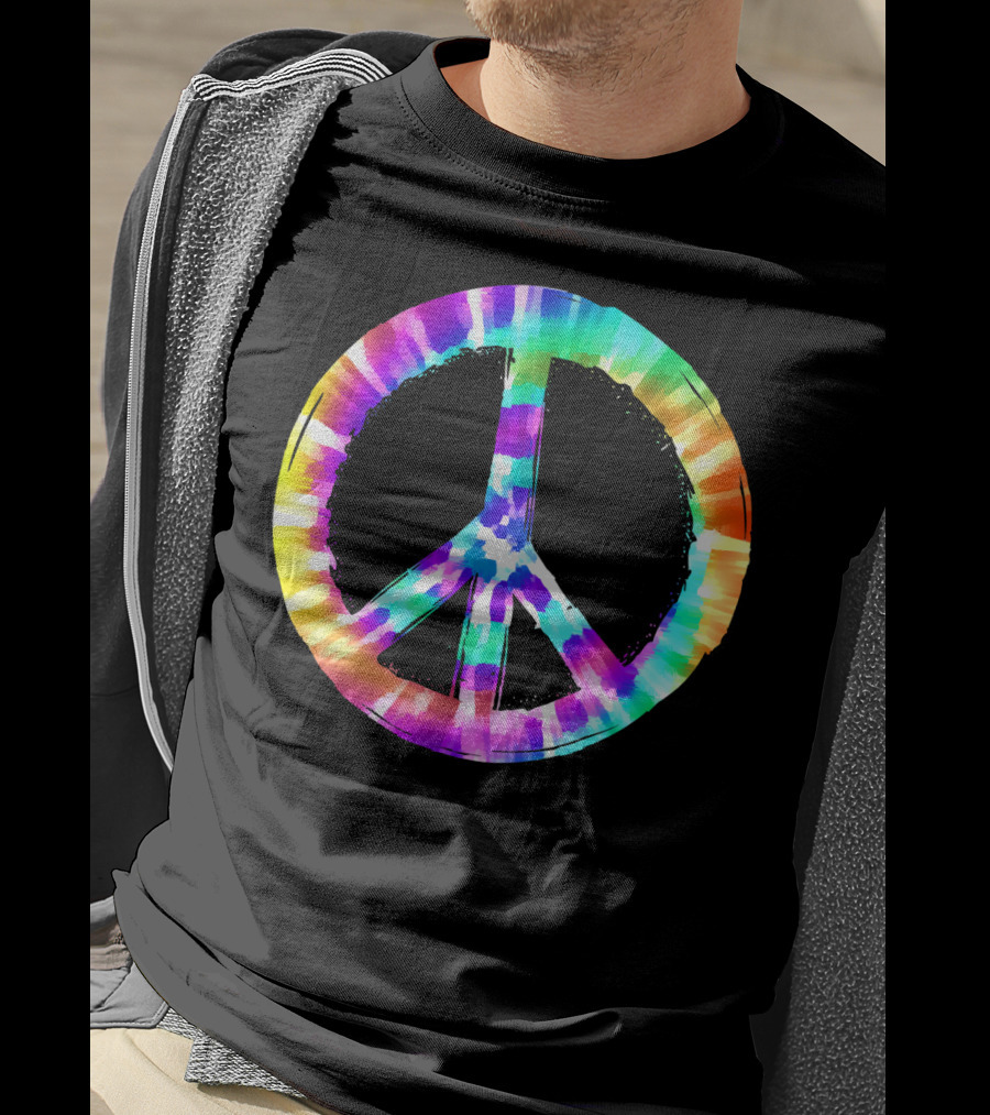Colorful Tie Dye Peace Sign Vibrant T-Shirt