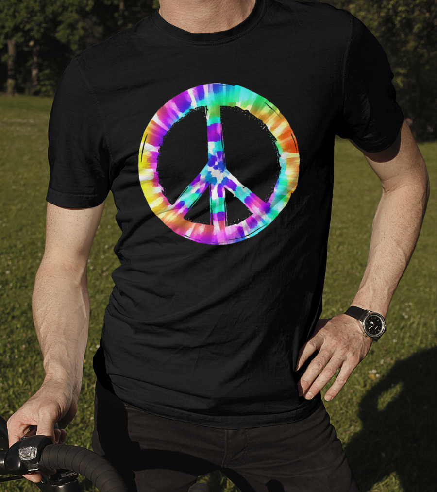 Colorful Tie Dye Peace Sign Vibrant T-Shirt