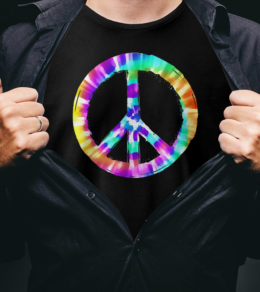 Colorful Tie Dye Peace Sign Vibrant T-Shirt