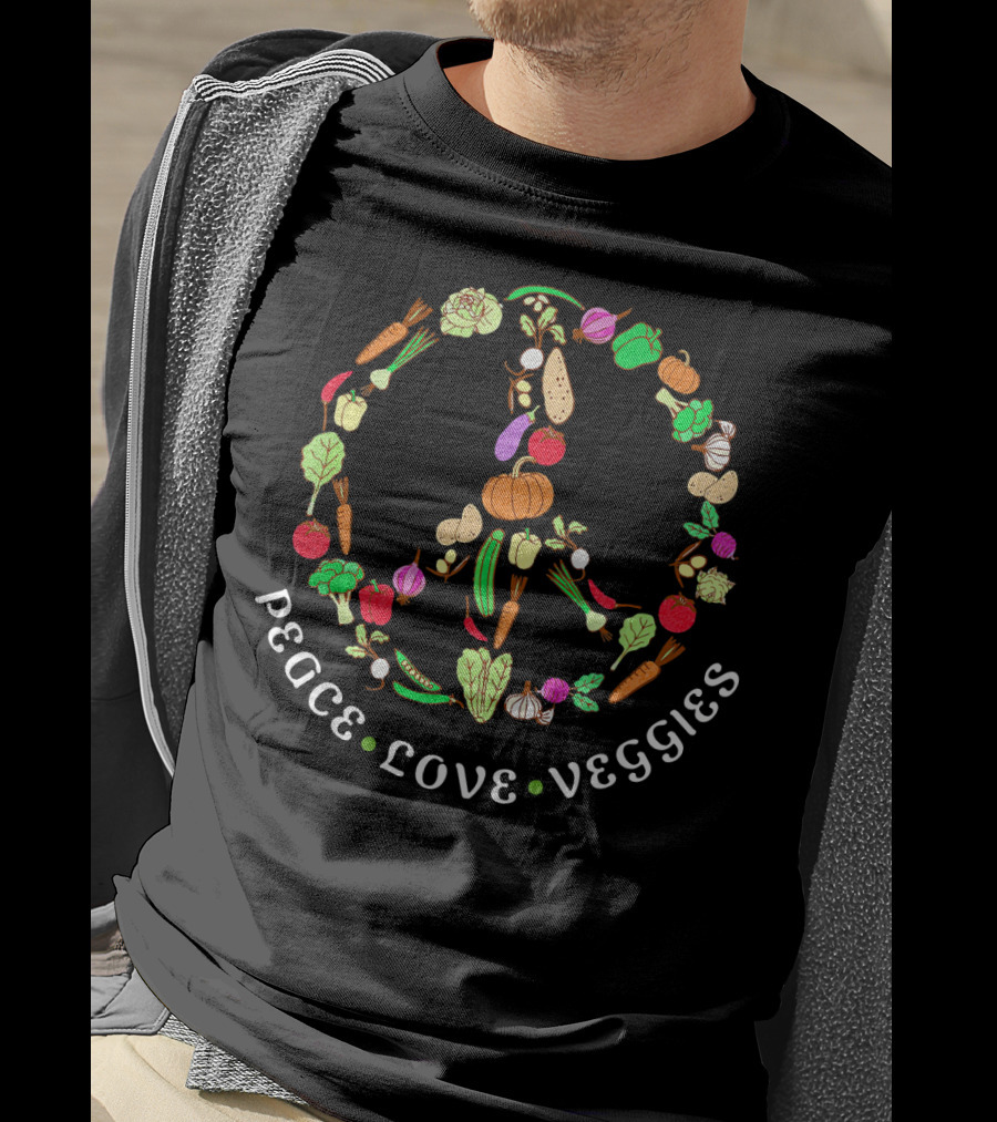 Peace Love Veggies Vegetable Art Cute Vega T-Shirt