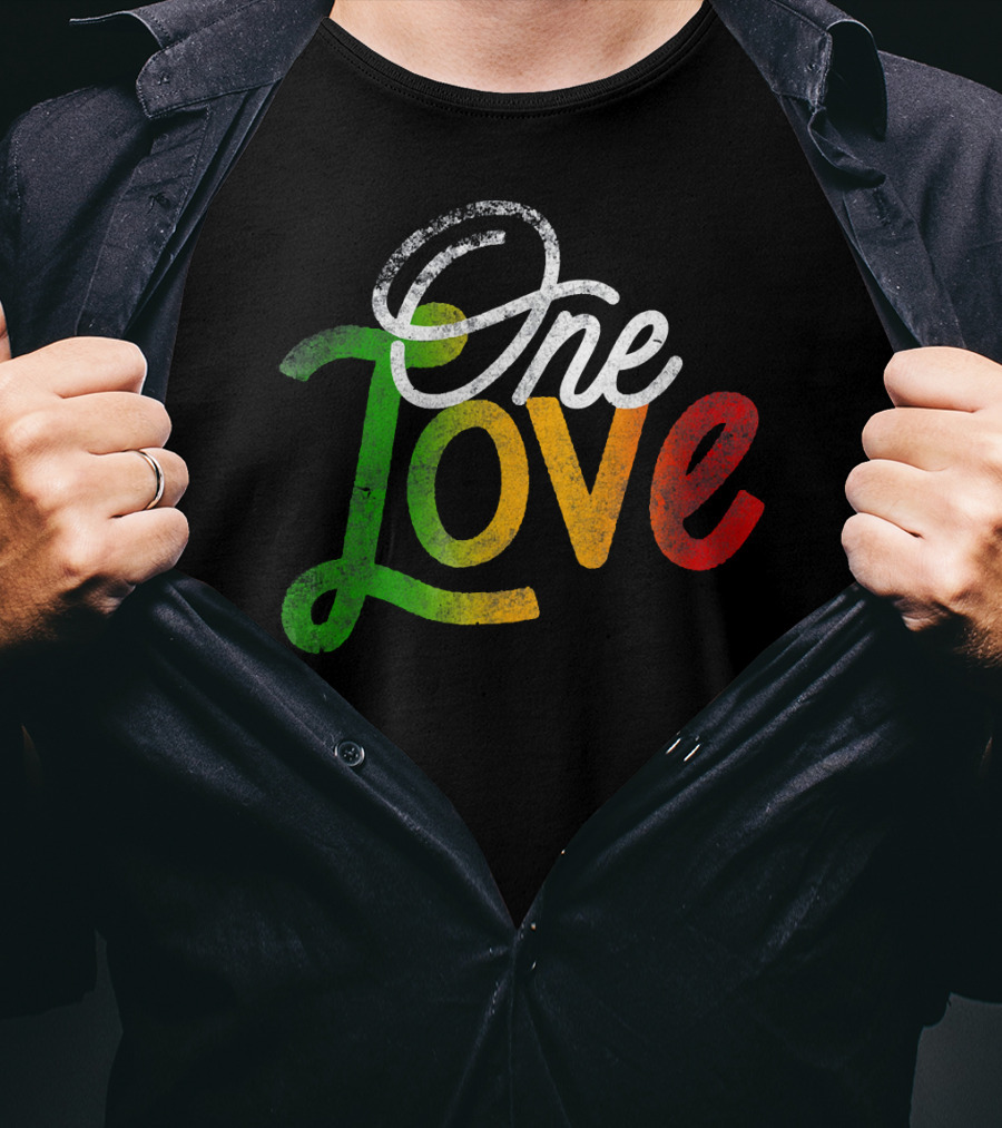 One Love Heart Rasta Reggae Roots Clothi Vintage Rastafarian Colors T-Shirt