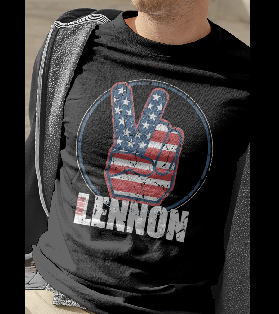 John Lennon Red White Blue Peace American Flag Victory T-Shirt