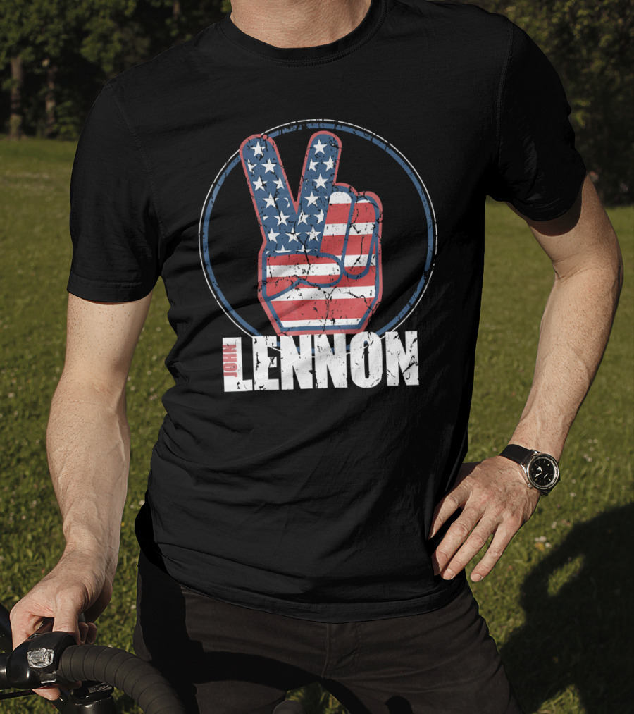 John Lennon Red White Blue Peace American Flag Victory T-Shirt
