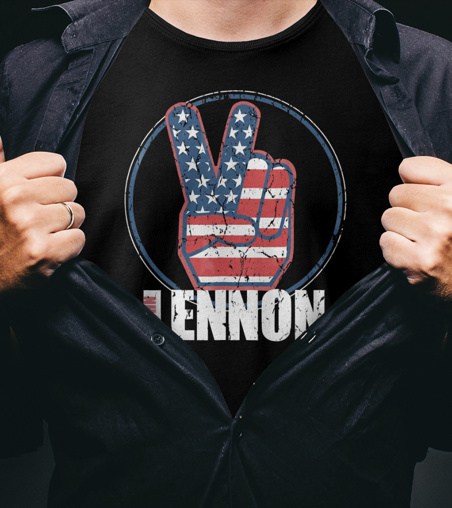 John Lennon Red White Blue Peace American Flag Victory T-Shirt