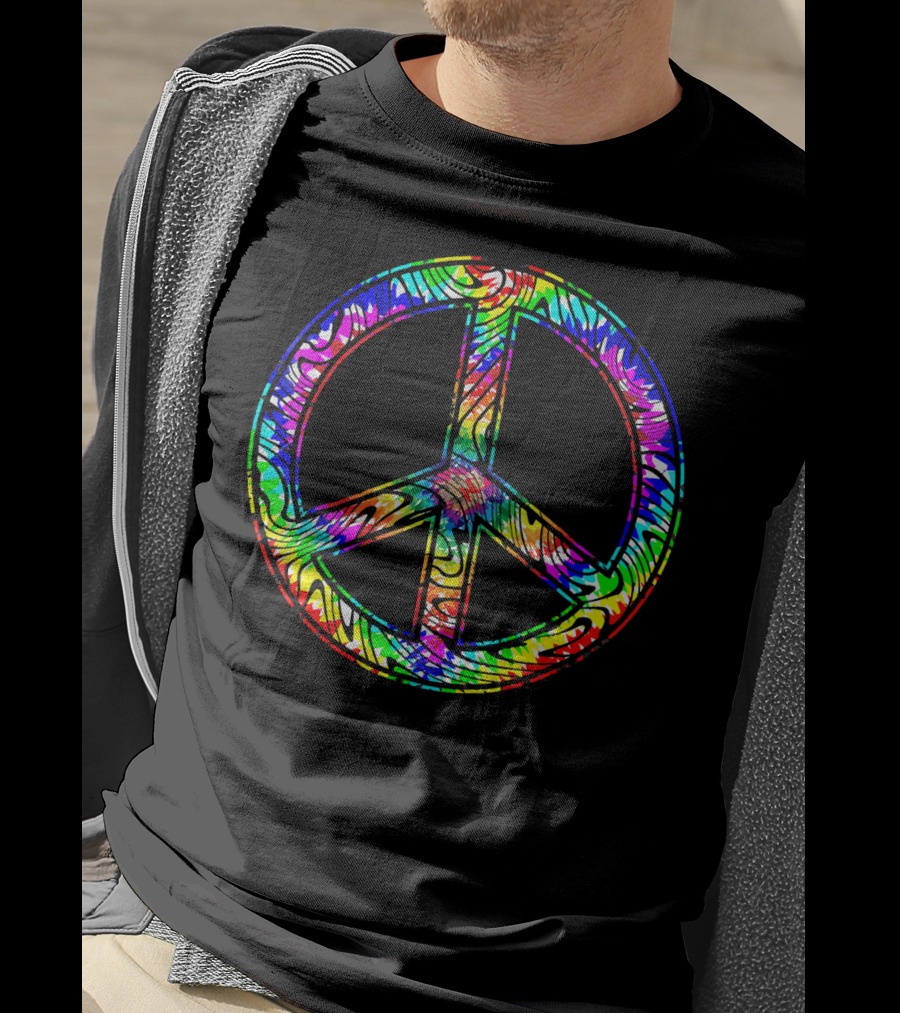 Peace Sign Tie Dye 60s 70s Hippie Rainbow Retro T-Shirt