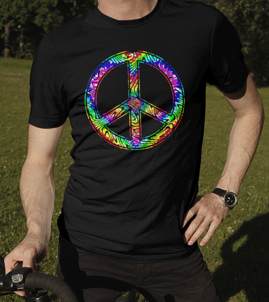 Peace Sign Tie Dye 60s 70s Hippie Rainbow Retro T-Shirt