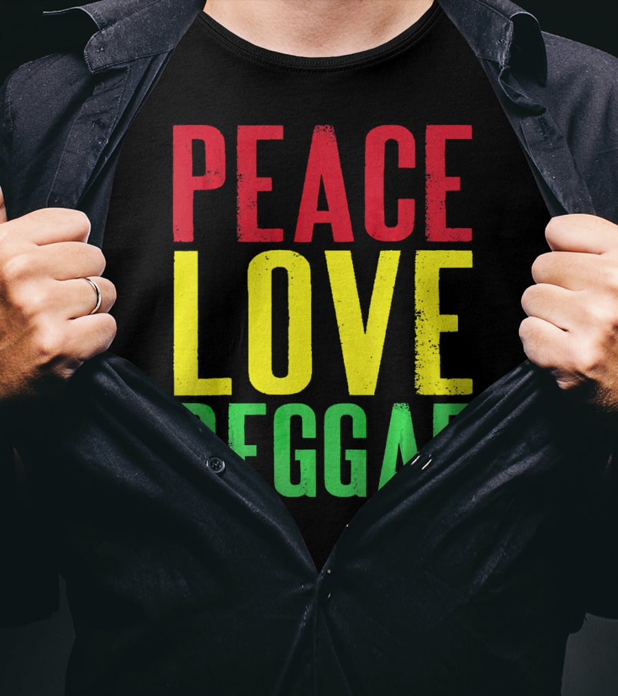 Peace Love Reggae Jamaican Colors T-Shirt