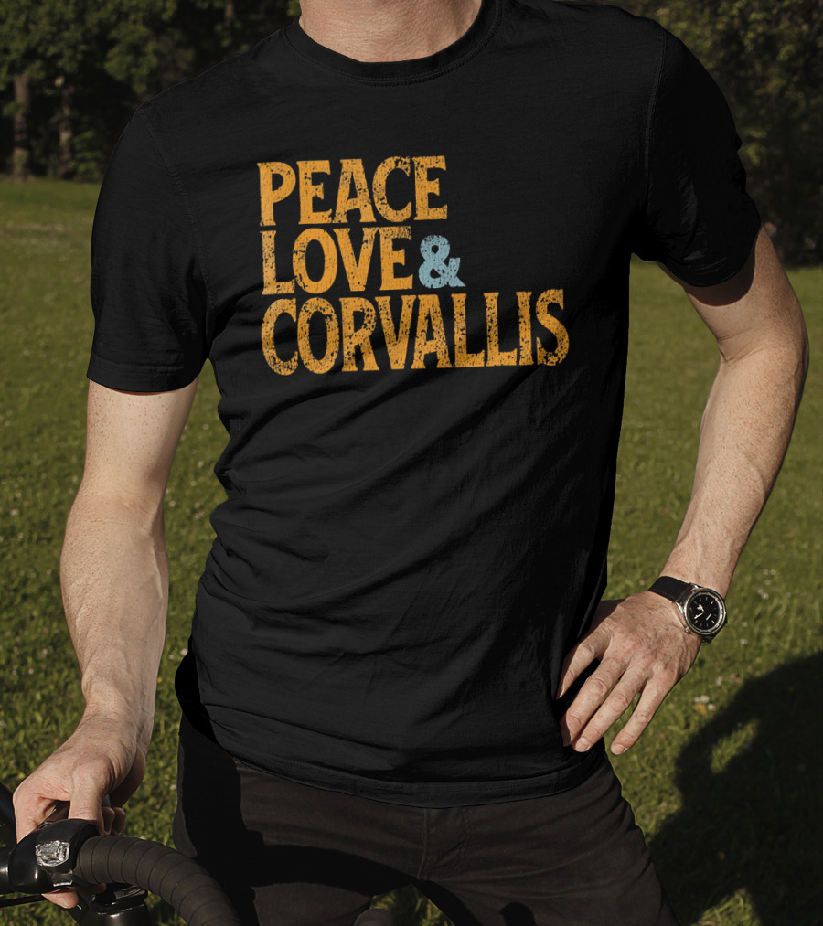 Peace Love Corvallis Retro 1960s T-Shirt