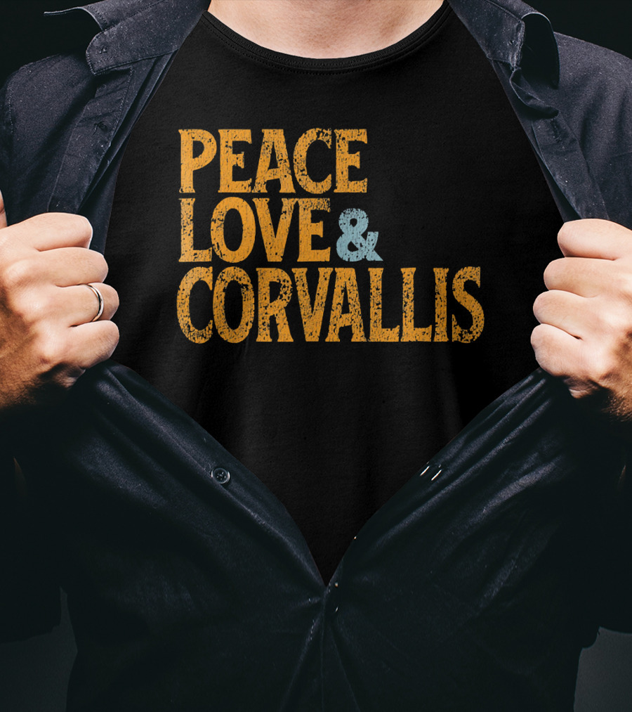 Peace Love Corvallis Retro 1960s T-Shirt