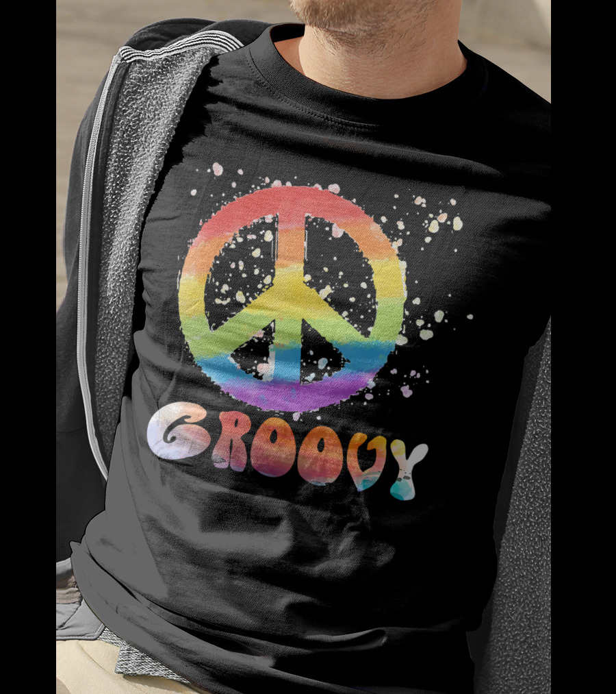 Peace Sign Groovy Retro 60s 70s Rainbow Psychedelic T-Shirt