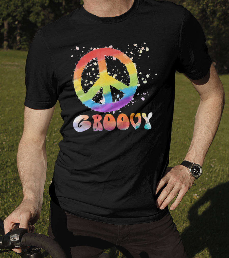 Peace Sign Groovy Retro 60s 70s Rainbow Psychedelic T-Shirt