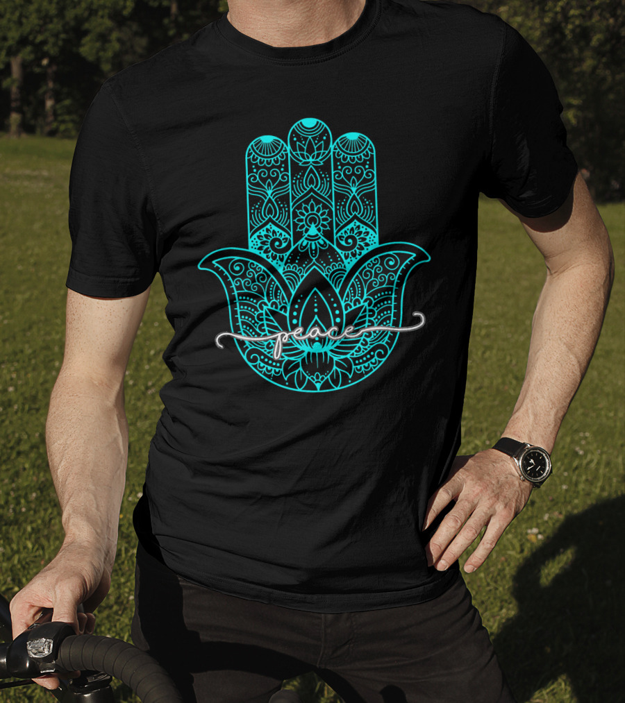 Peace Hamsa Mandala Yoga Gym T-Shirt