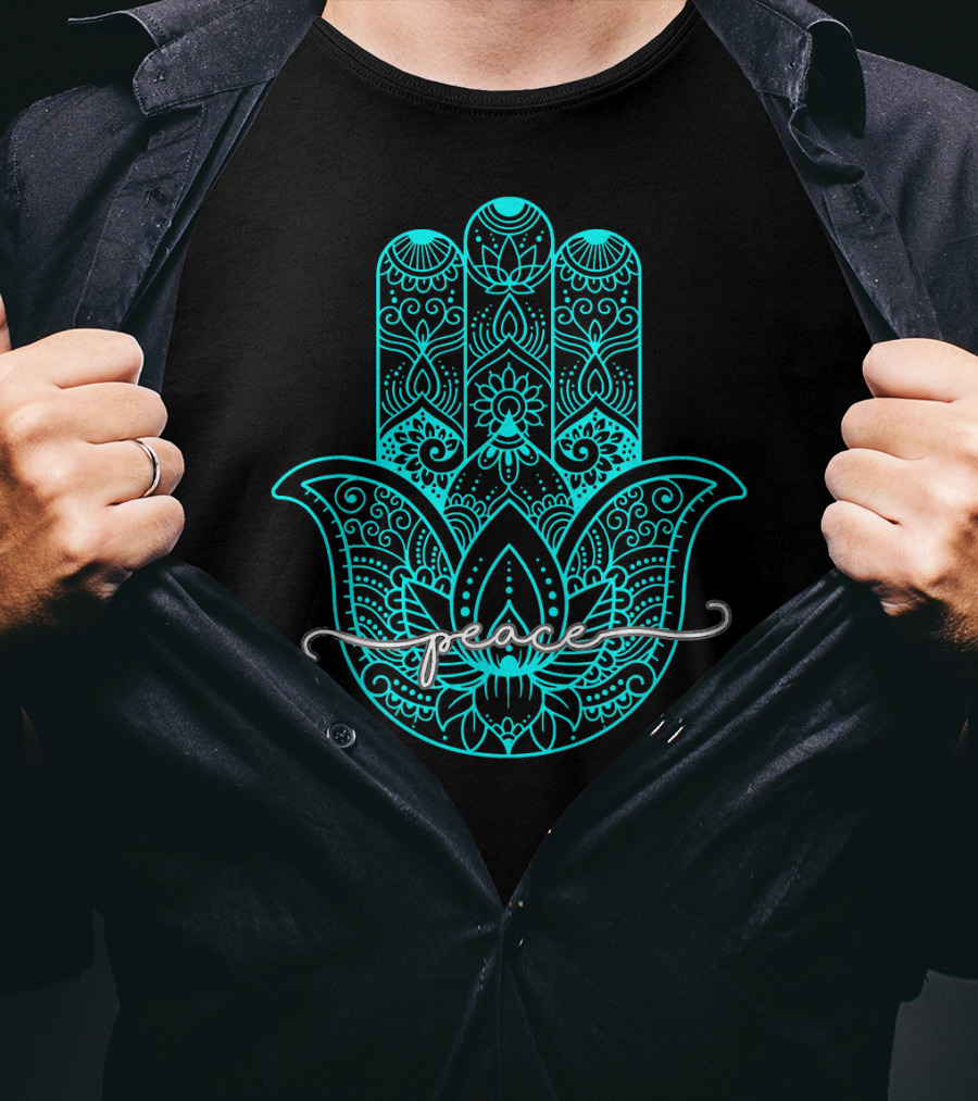 Peace Hamsa Mandala Yoga Gym T-Shirt