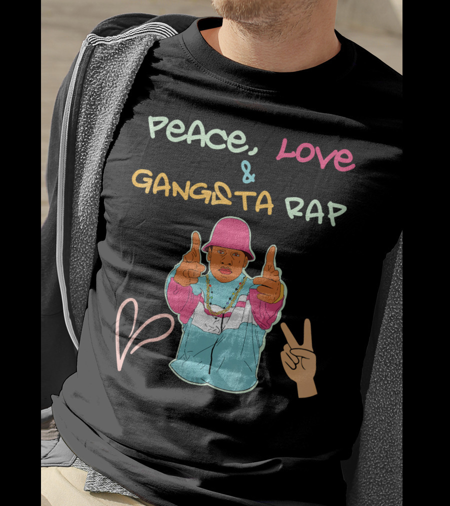 Peace Love And Gangsta Rap Hippy Hiphop Unis T-Shirt