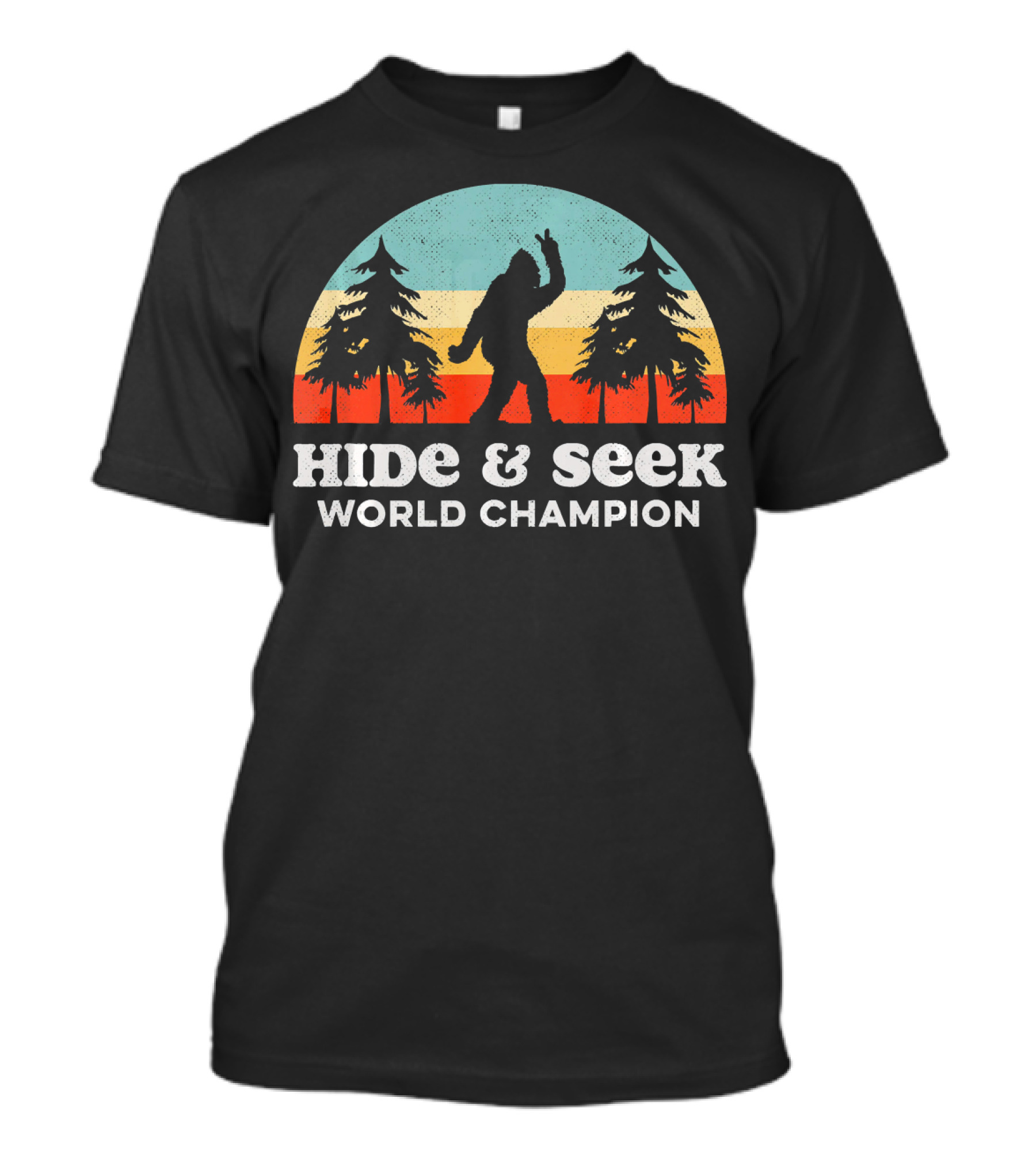 Hide And Seek World Champion Bigfoot Retro Forest T-Shirt