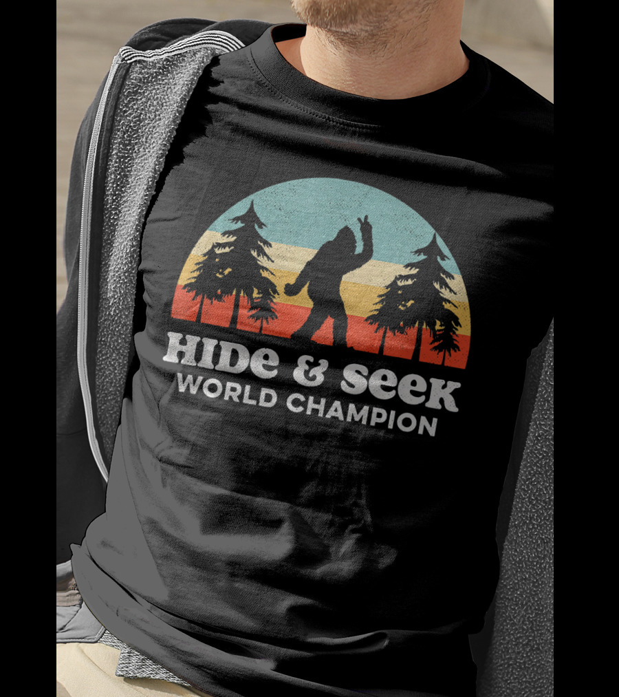 Hide And Seek World Champion Bigfoot Retro Forest T-Shirt