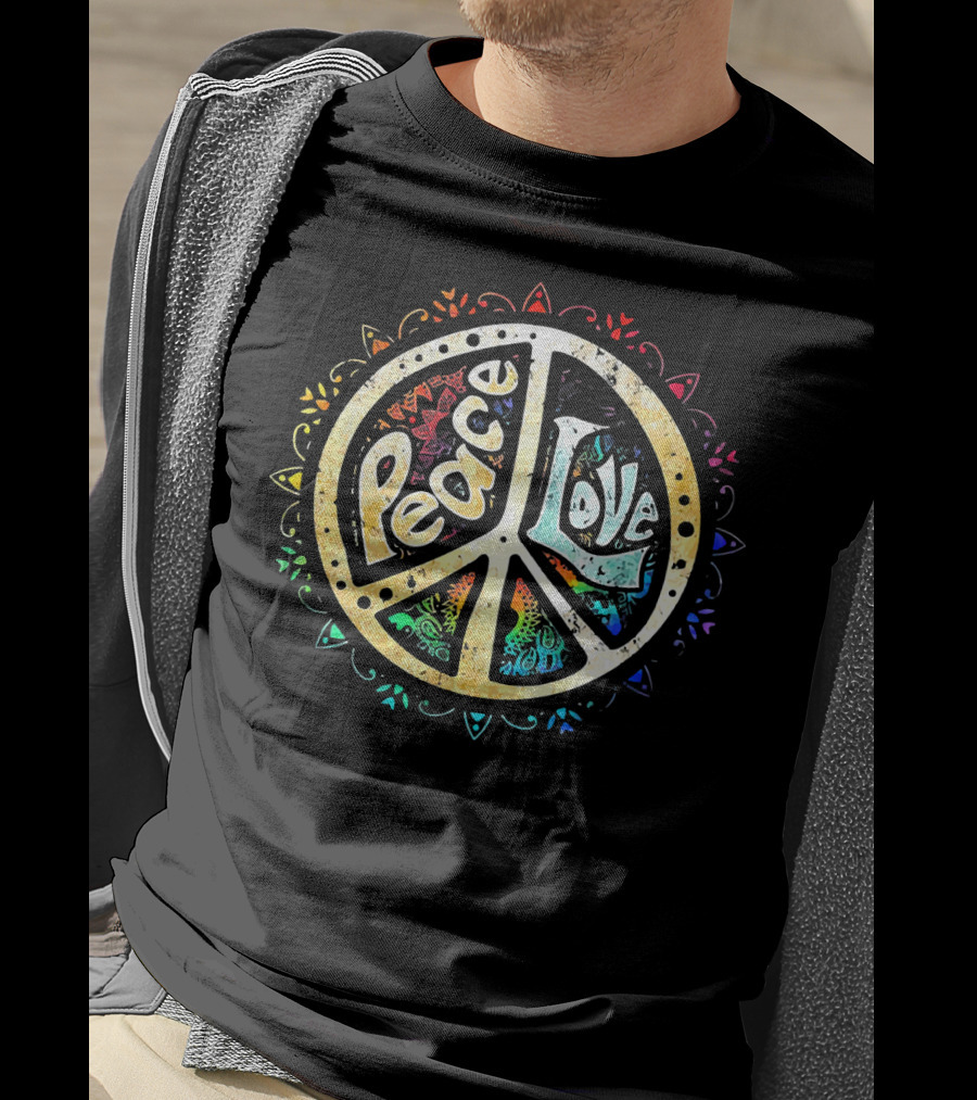 Peace Love Tee Colorful Peace Sign Mandala T-Shirt