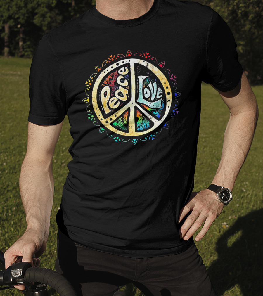 Peace Love Tee Colorful Peace Sign Mandala T-Shirt