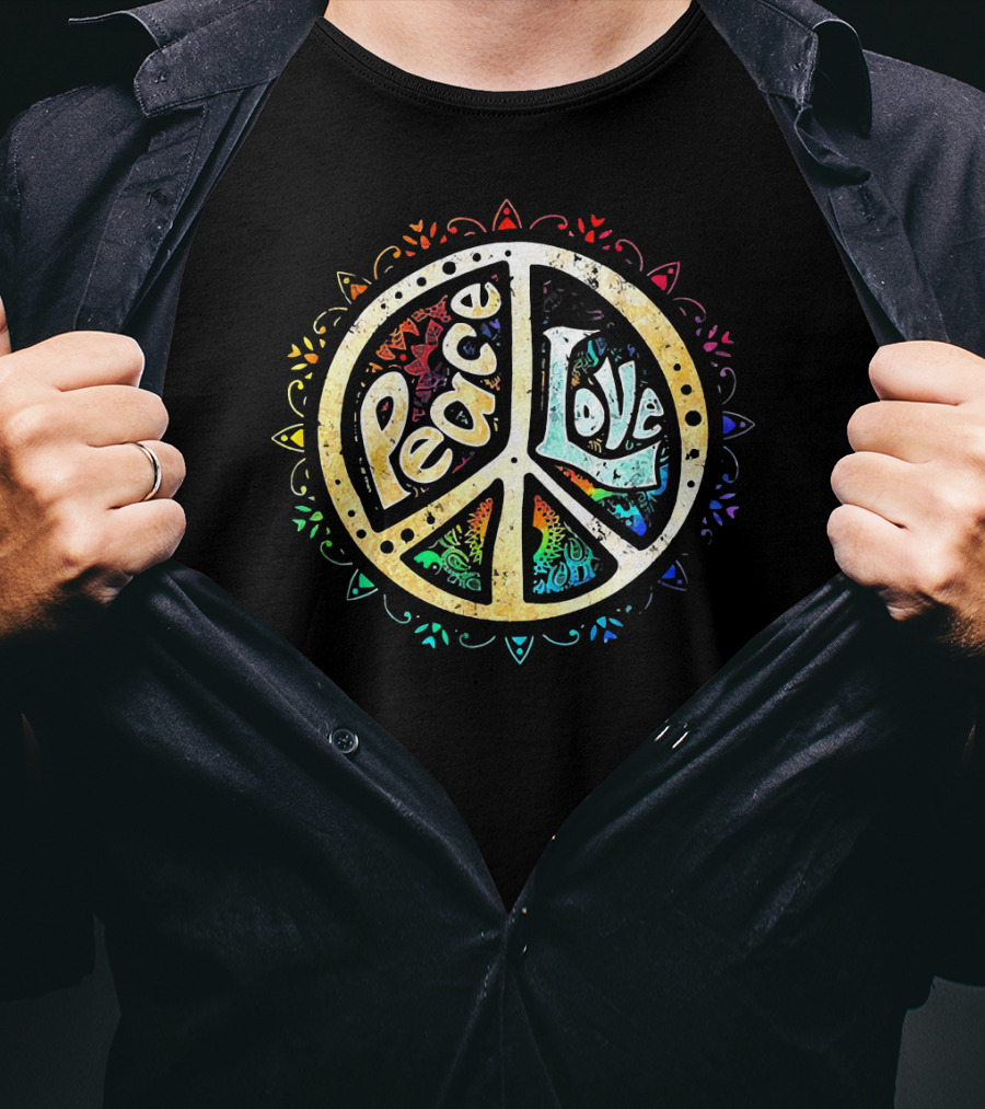 Peace Love Tee Colorful Peace Sign Mandala T-Shirt