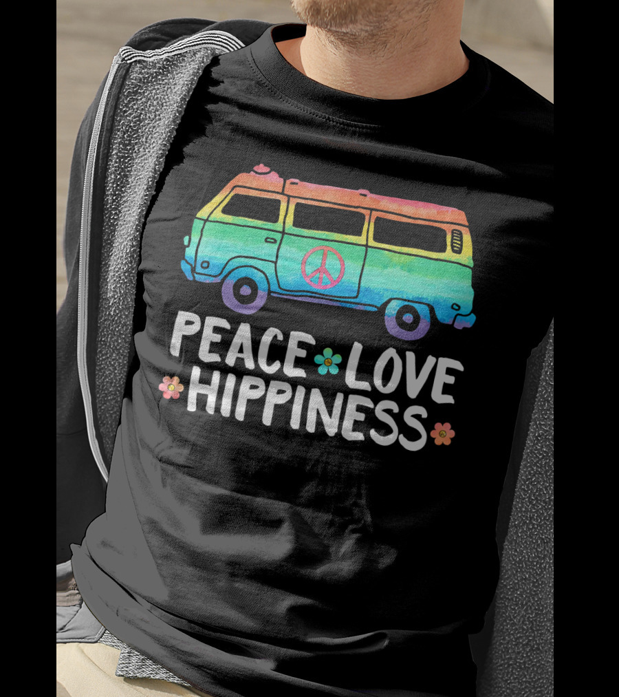 Peace Love Hippiness Funny Peace Van Hip T-Shirt
