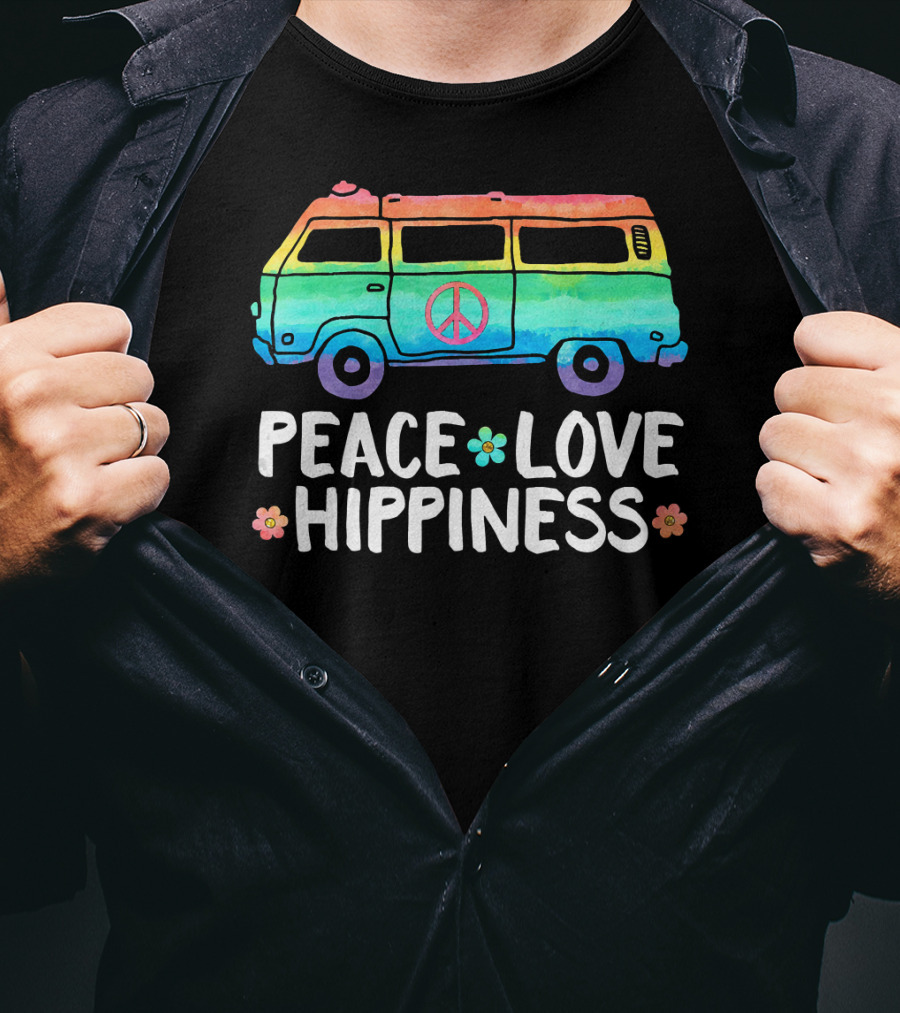 Peace Love Hippiness Funny Peace Van Hip T-Shirt