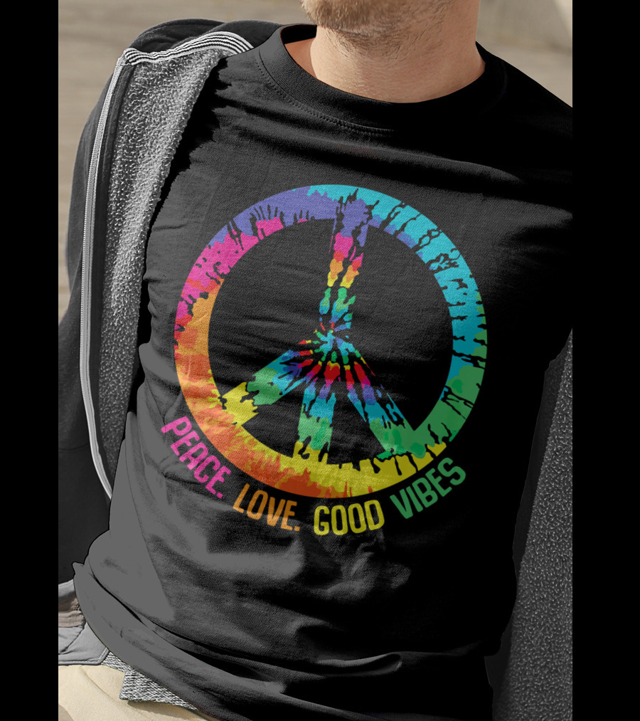 Tie Dye Peace Sign Love Good Vibes T-Shirt