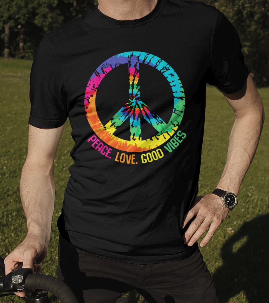 Tie Dye Peace Sign Love Good Vibes T-Shirt