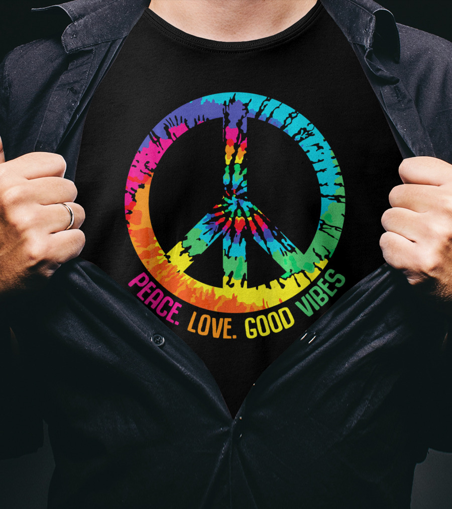 Tie Dye Peace Sign Love Good Vibes T-Shirt