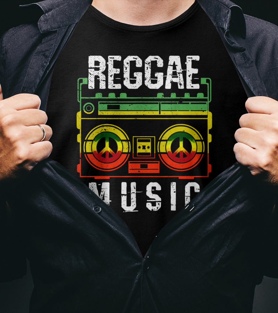Reggae Music Peace Boombox Mens One Love T-Shirt