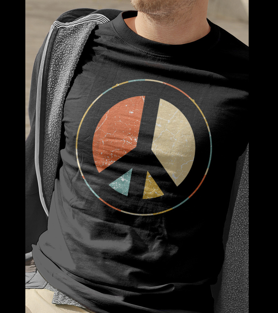 Peace Symbol Retro Tie Dye 60s 70s Hippie T-Shirt