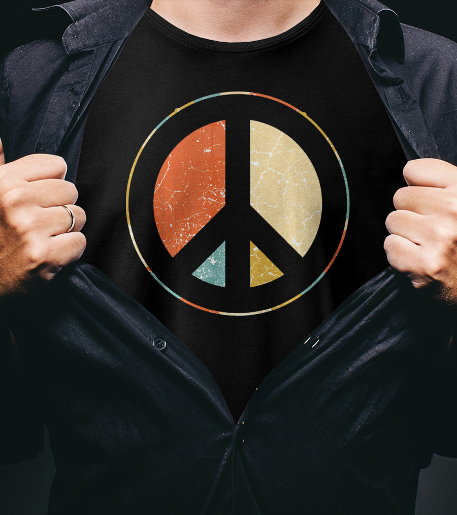 Peace Symbol Retro Tie Dye 60s 70s Hippie T-Shirt